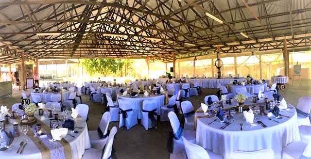 A Beautiful wedding reception set up at the Calliope River Historical Village